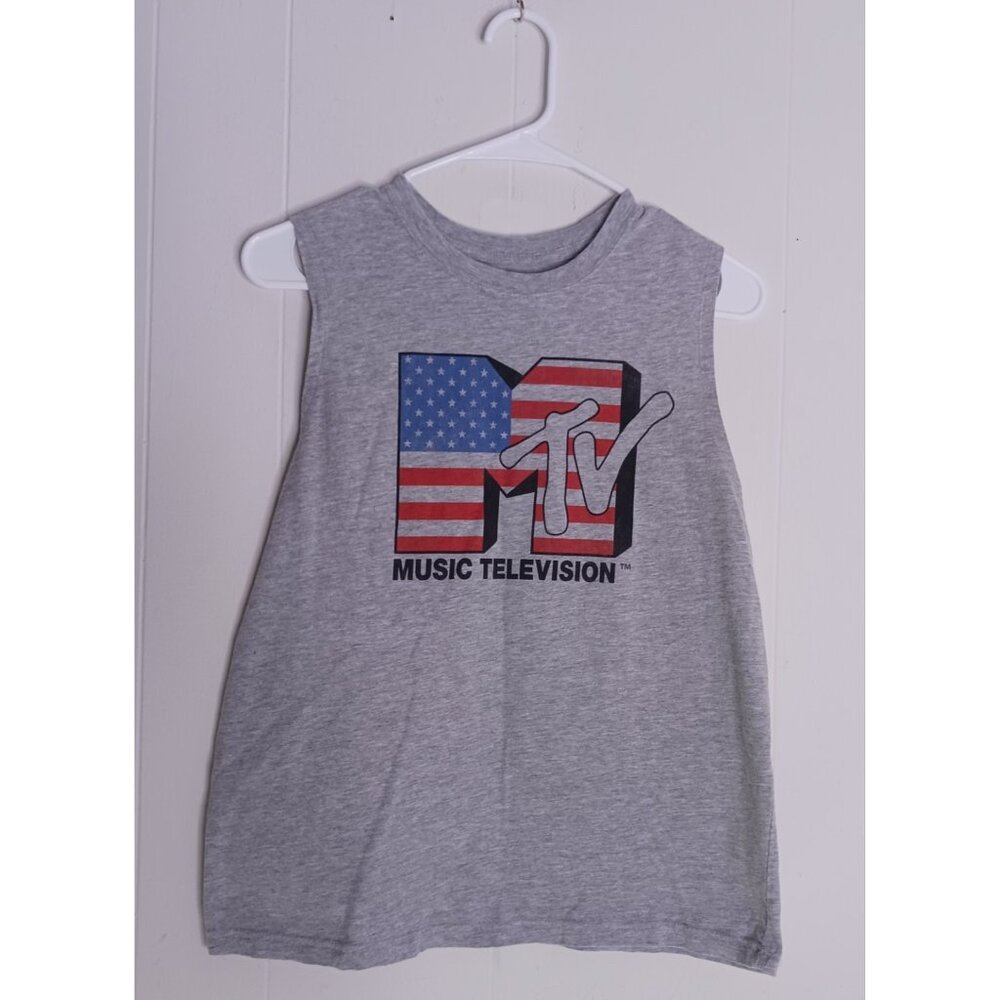 Women's MTV Americana Graphic Tank Top Gray Size Medium